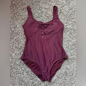 Mossimo Supply Co One Piece Swimsuit - burgundy, size M